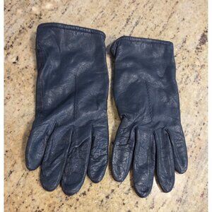 Vintage Mens Size 8.5 Fownes Leather Acrylic Lined Gloves Green Blue